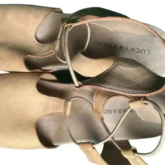 Lucky Brand Strappy Wedge Platform Shoes - 9.5 Like New Tan - Picture 9 of 15